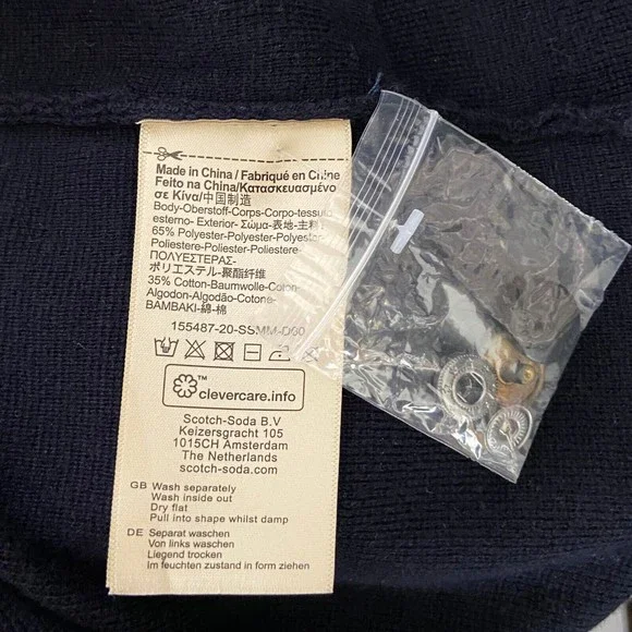 Snap Front Cardigan Navy Blue Hand Pockets NWOT - Picture 4 of 7